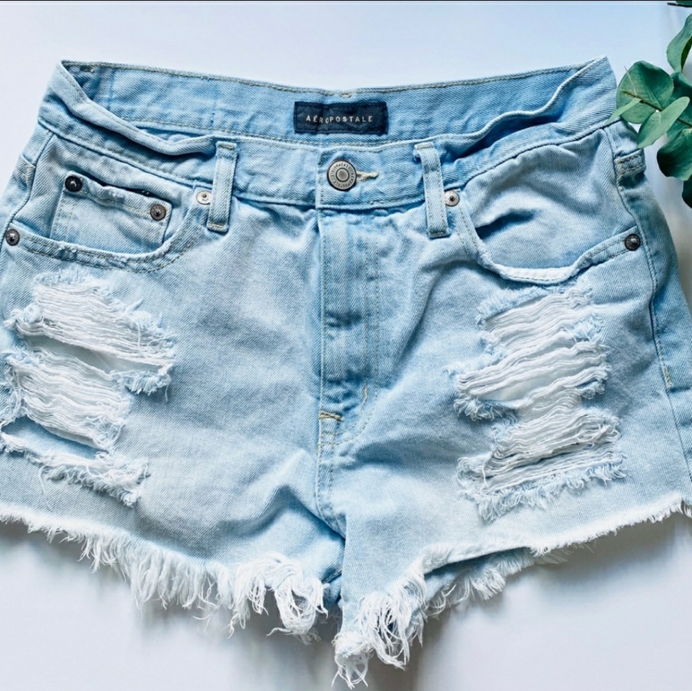 Aeropostale Denim Shorts Cheeky Style Light Wash